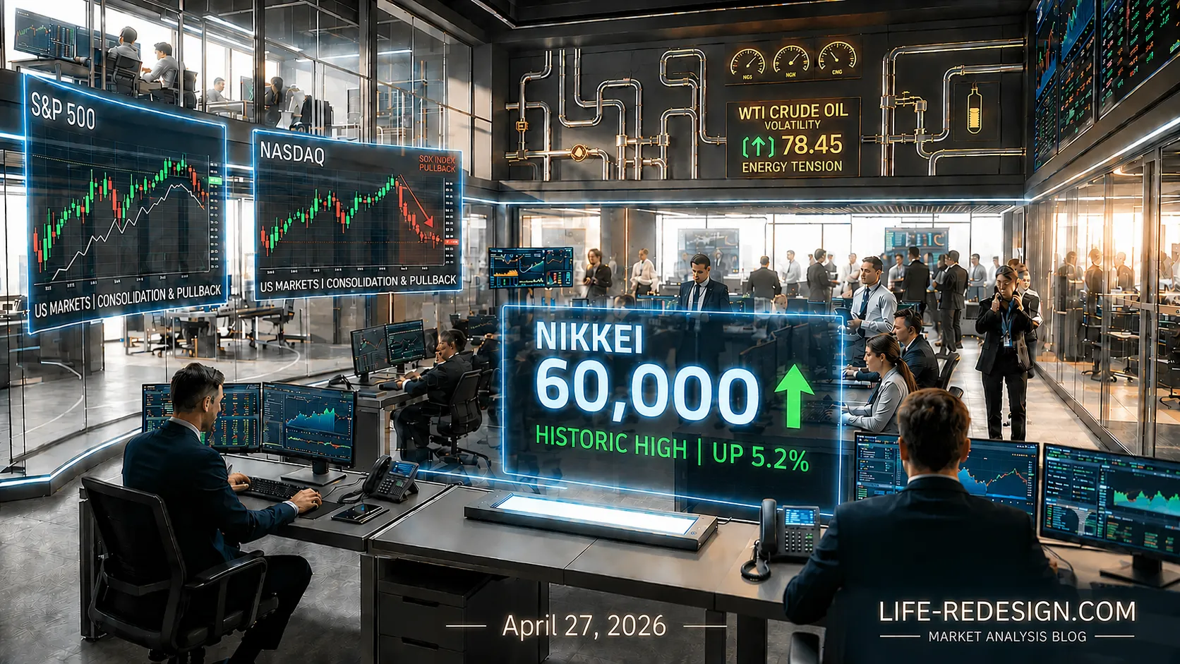 日経平均は終値でも初の6万円台を維持。米国市場は主要ハイテク決算を前に一進一退